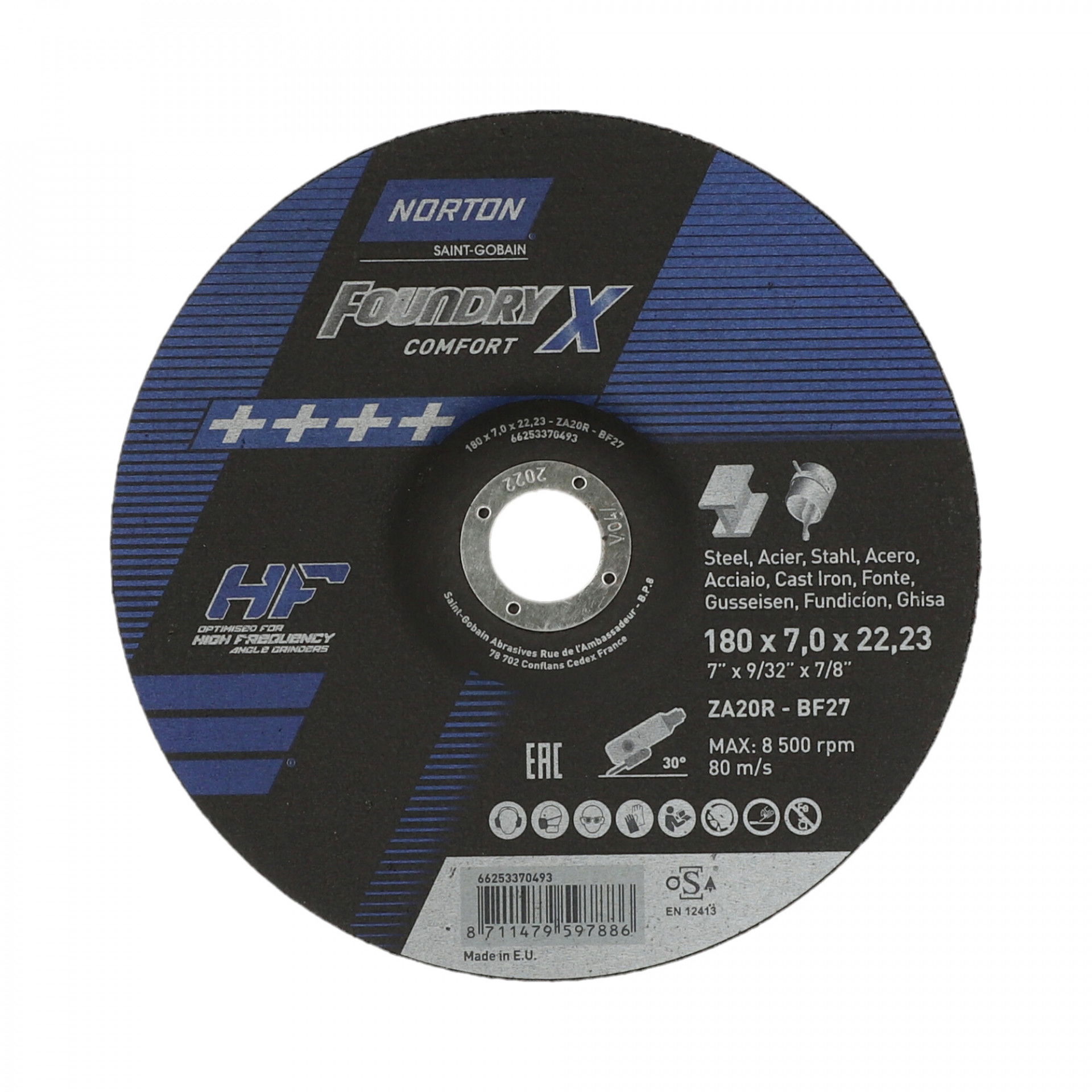Norton Foundry-X Comfort tisztítókorong 180x7,0x22,23mm, 10 db/csomag termék fő termékképe