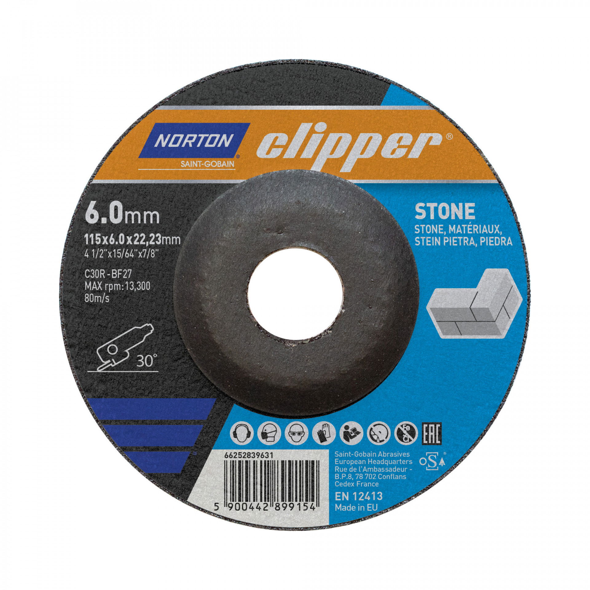 Norton Clipper kő tisztítókorong 115x6,0x23,23mm, 10 db/csomag termék fő termékképe