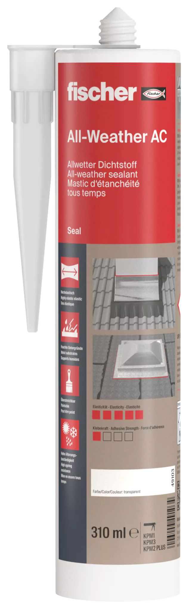 Fischer DDK TR tető tömítőanyag (DE/EN), színtelen, 310 ml termék fő termékképe