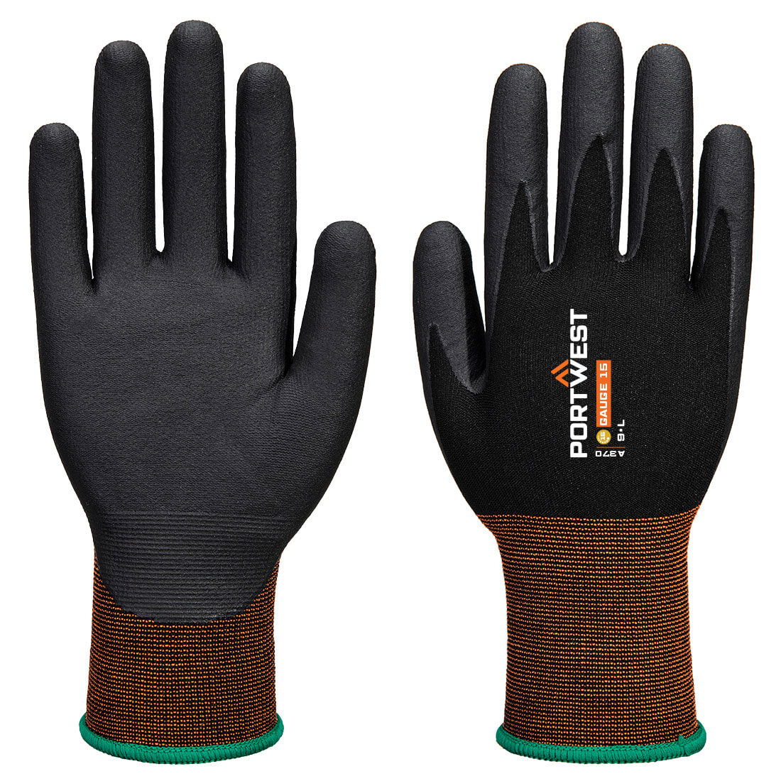 Portwest A370 - GP Grip 15 nitril mikrohabos kesztyű, fekete termék fő termékképe